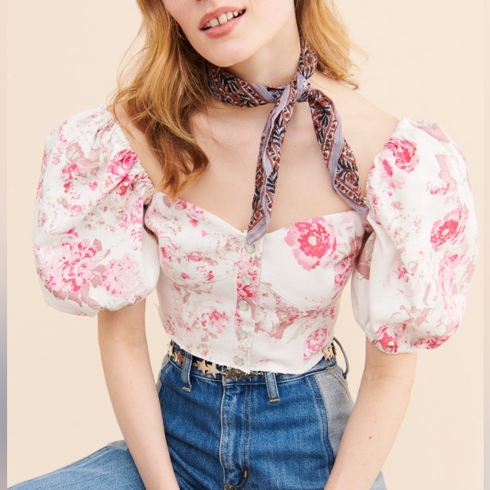 For Love and Lemons puff sleeve top